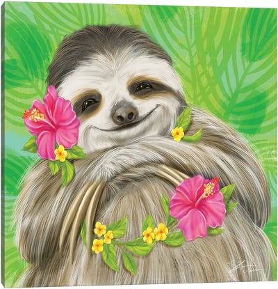 Smiling Sloth Canvas Art Print