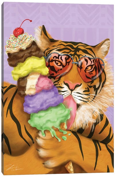 Party Safari Tiger Canvas Art Print - Ice Cream & Popsicle Art