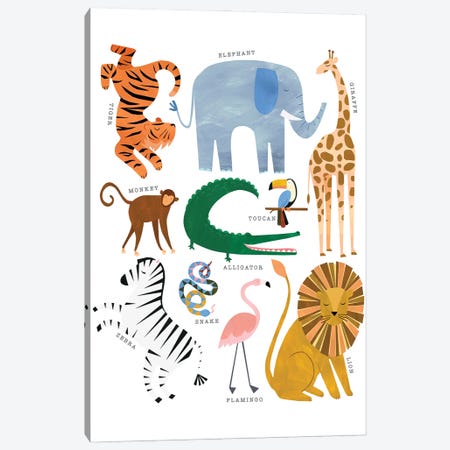 Animal Chart Canvas Print #ICS859} by Emily Kopcik Art Print