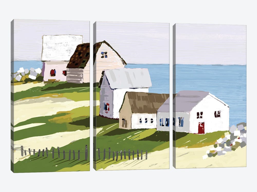 Cottages By The Sea by Tina Finn 3-piece Canvas Wall Art