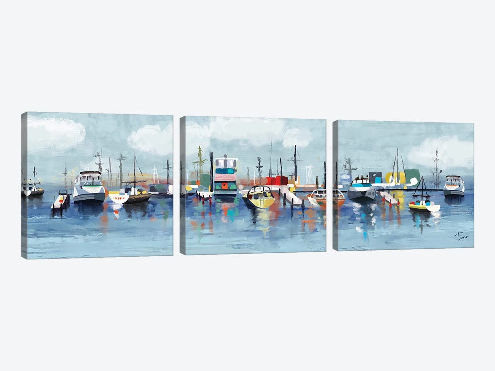 Marina In The Fog by Tina Finn 3-piece Canvas Print