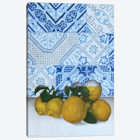 Lemons And Tiles Canvas Print #ICT24} by Ilaria Caputo Art Print