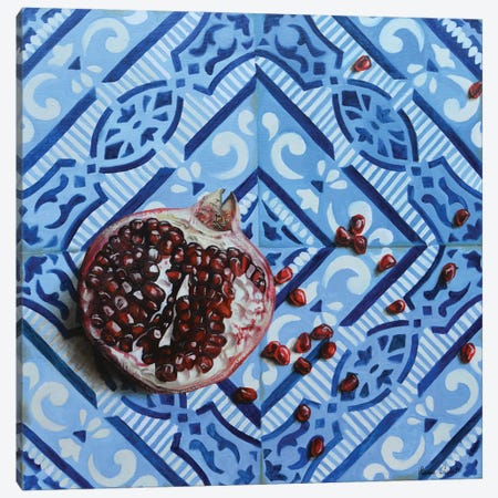 Pomegranate On Tiles Canvas Print #ICT32} by Ilaria Caputo Canvas Print
