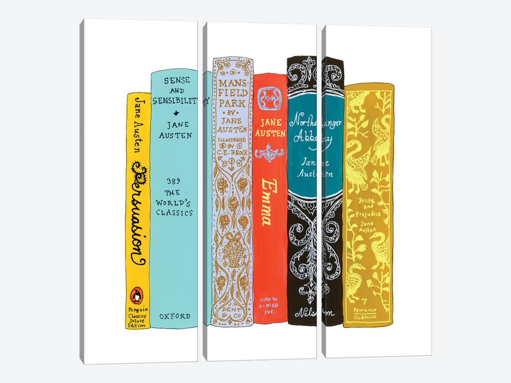 Jane Austen by Ideal Bookshelf 3-piece Canvas Artwork