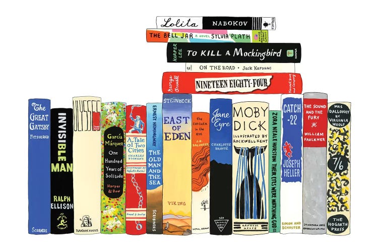 Classic Novels by Ideal Bookshelf wall art