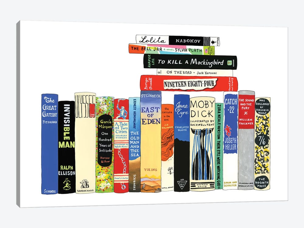 Classic Novels by Ideal Bookshelf 1-piece Canvas Art Print