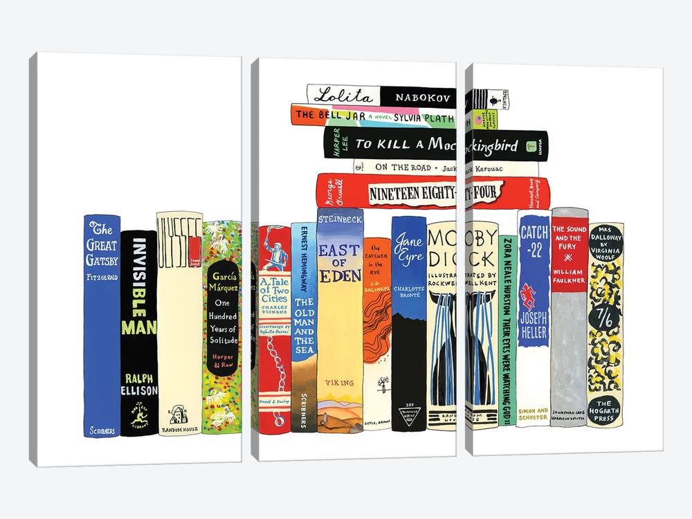 Classic Novels by Ideal Bookshelf 3-piece Canvas Art Print