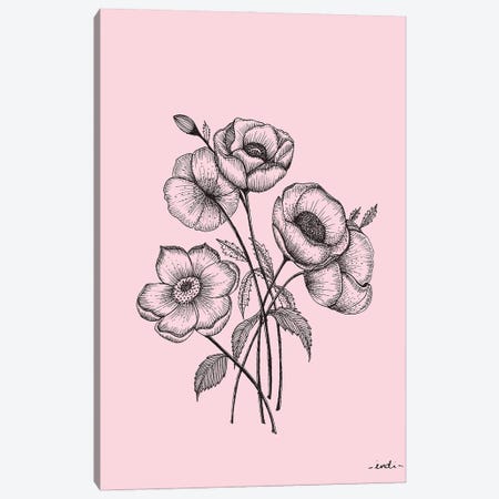 Pink Flores Canvas Print #IDM11} by Indi Maverick Canvas Print