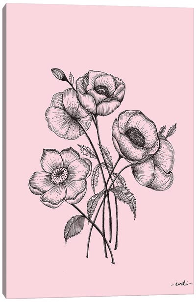 Pink Flores Canvas Art Print - Indi Maverick