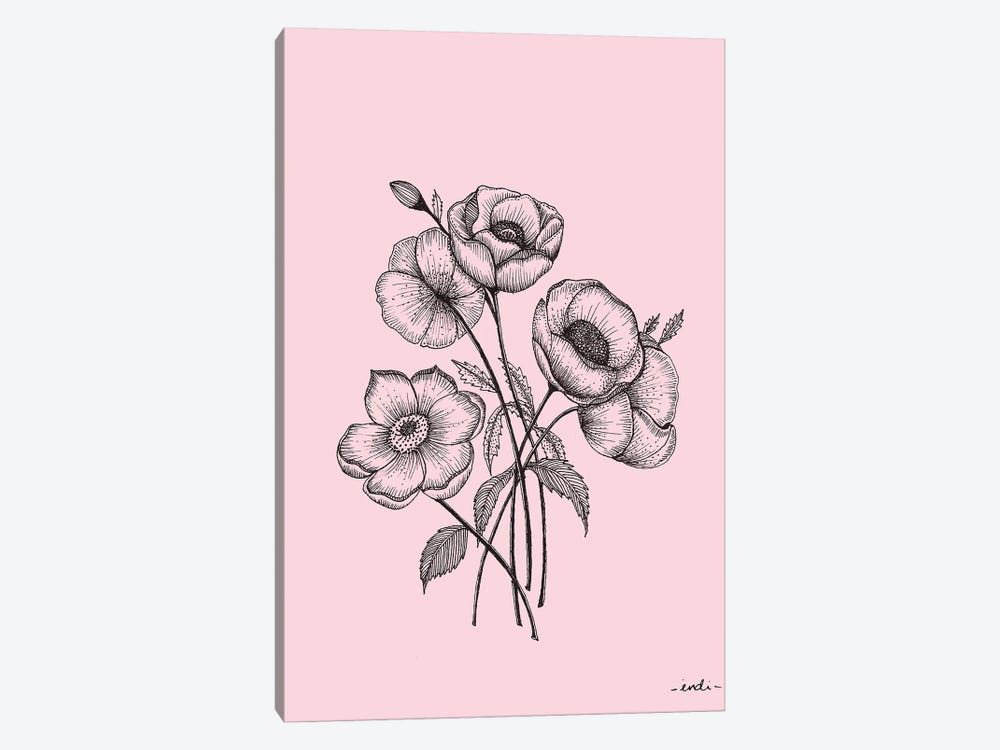 Pink Flores by Indi Maverick 1-piece Canvas Art