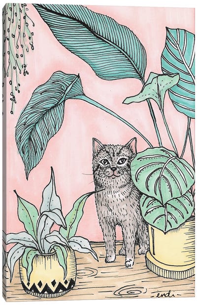Cat Plants Canvas Art Print - Indi Maverick
