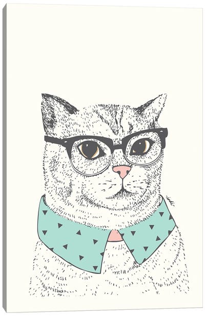 Hipster Cat Canvas Art Print - Indi Maverick
