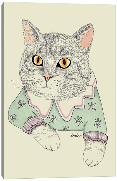 Fancy Cat Canvas Art Print - Indi Maverick