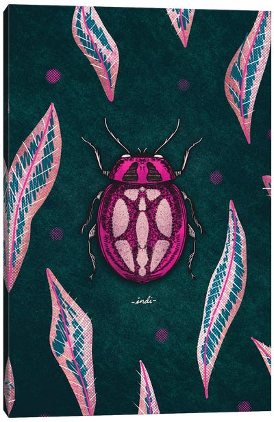 Bug III Canvas Art Print - Pantone 2023 Viva Magenta
