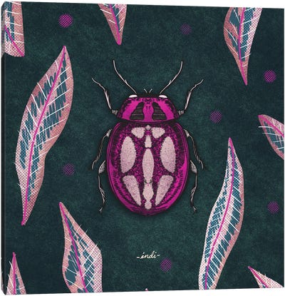 Bug III Square Canvas Art Print - Beetle Art