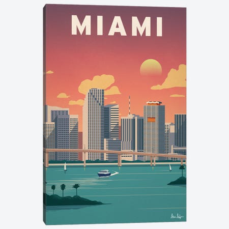 Miami Downtown Canvas Print #IDS109} by IdeaStorm Studios Art Print