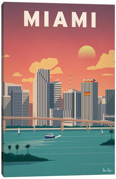 Miami Downtown Canvas Art Print - Miami Travel Posters