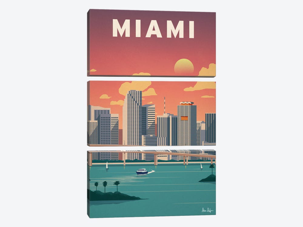 Miami Downtown by IdeaStorm Studios 3-piece Canvas Artwork