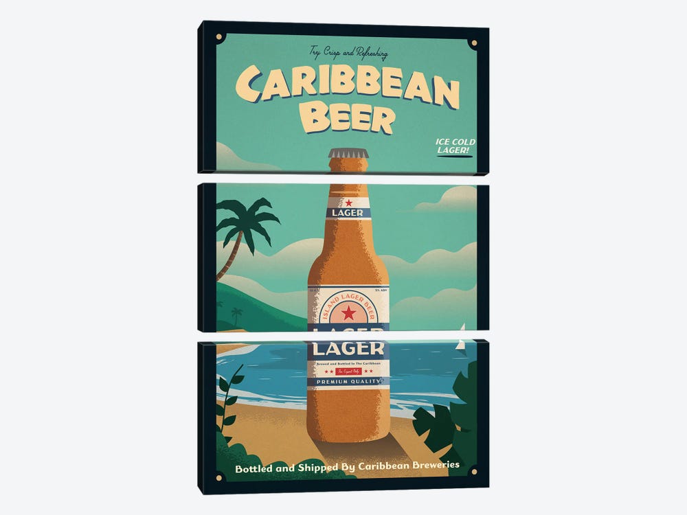 Caribbean Beer by IdeaStorm Studios 3-piece Canvas Print