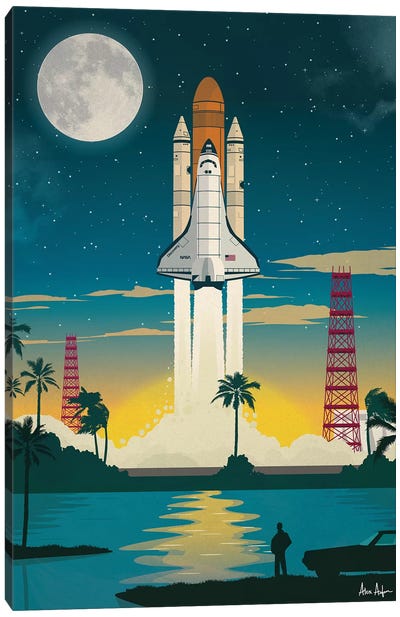 Discovery Launch Canvas Art Print - Space Shuttle Art
