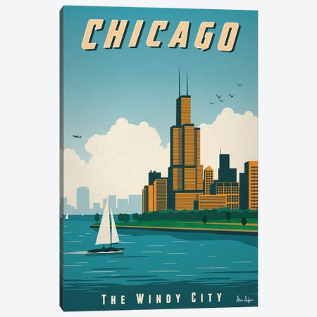 Chicago Poster Canvas Print #IDS133} by IdeaStorm Studios Canvas Wall Art