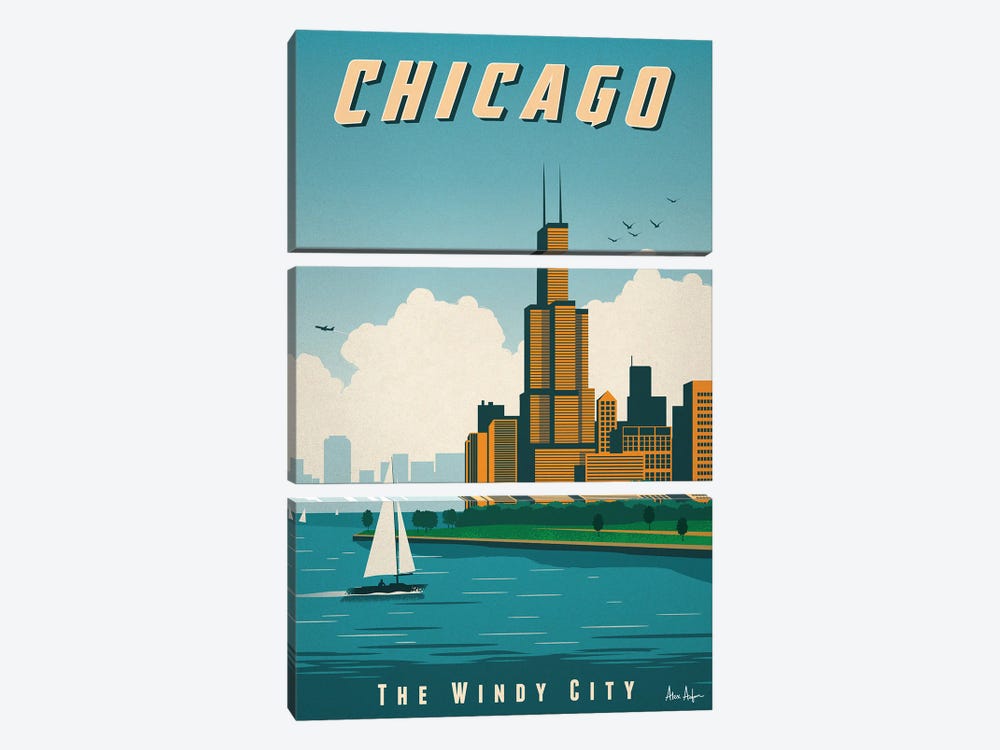 Chicago Poster by IdeaStorm Studios 3-piece Canvas Print