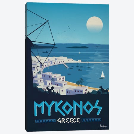 Mykonos Poster Canvas Print #IDS136} by IdeaStorm Studios Canvas Art Print