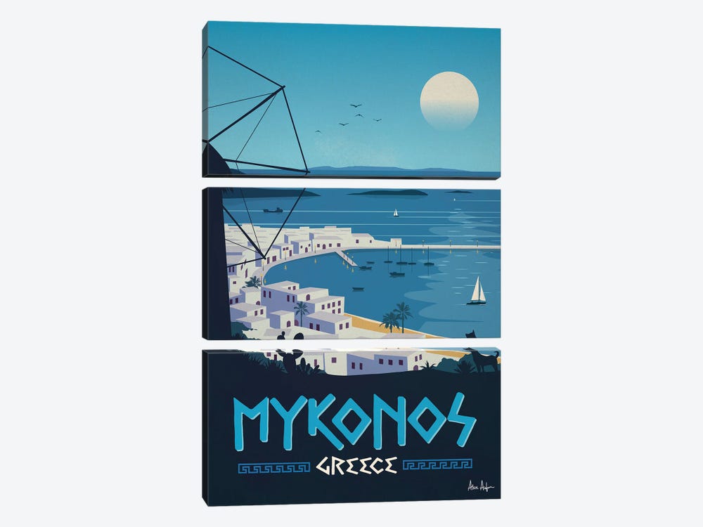 Mykonos Poster by IdeaStorm Studios 3-piece Canvas Art
