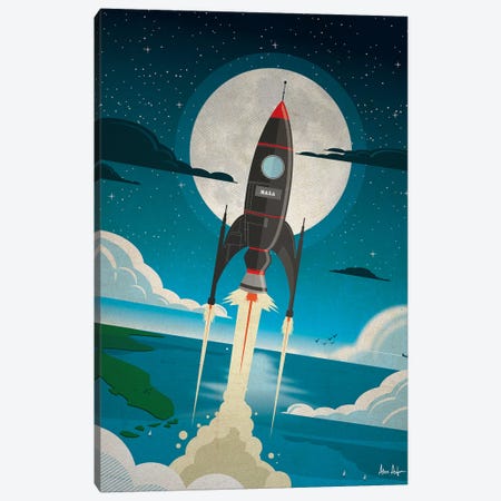 Rocket To The Moon Canvas Print #IDS26} by IdeaStorm Studios Art Print