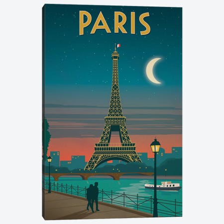 Paris Moonlight Canvas Print #IDS51} by IdeaStorm Studios Art Print