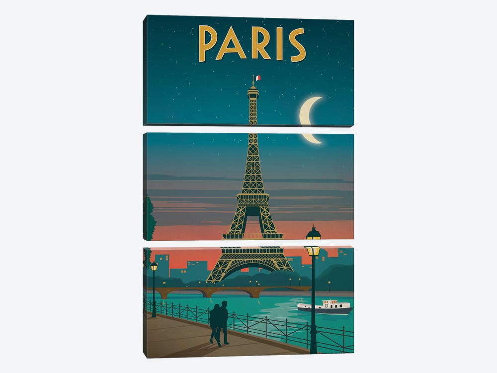 Paris Moonlight by IdeaStorm Studios 3-piece Canvas Wall Art