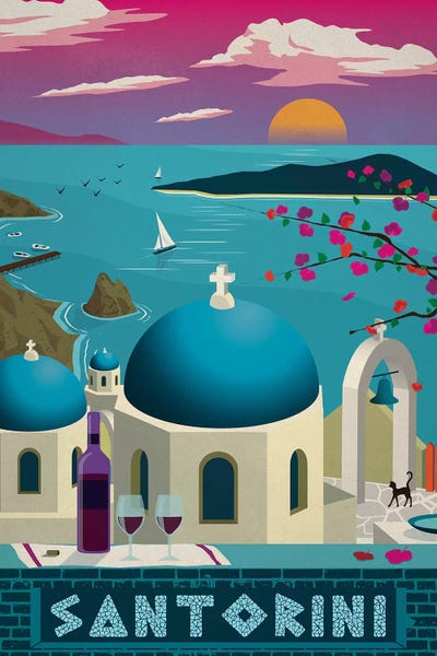 Santorini by IdeaStorm Studios framed canvas print