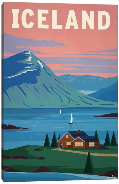 Iceland Canvas Art Print - Scenic & Nature Typography