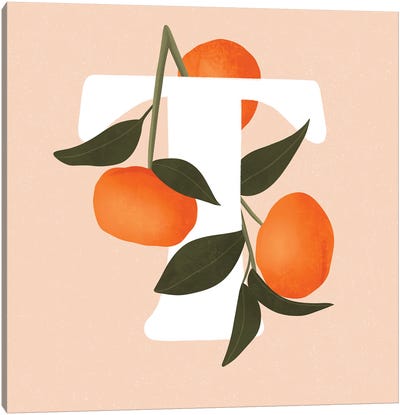 T Canvas Art Print - Orange Art
