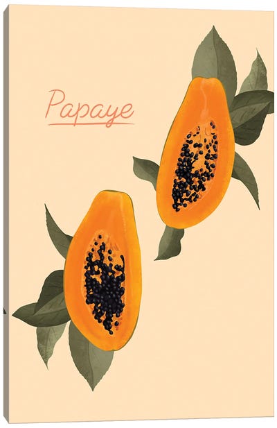 Papaya Canvas Art Print - Minimalist Kitchen Art