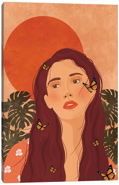 Butterfly Girl Canvas Art Print - Monstera Art