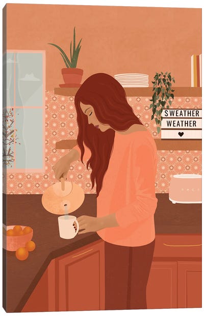 Sweater Weather Canvas Art Print - Pantone 2024 Peach Fuzz