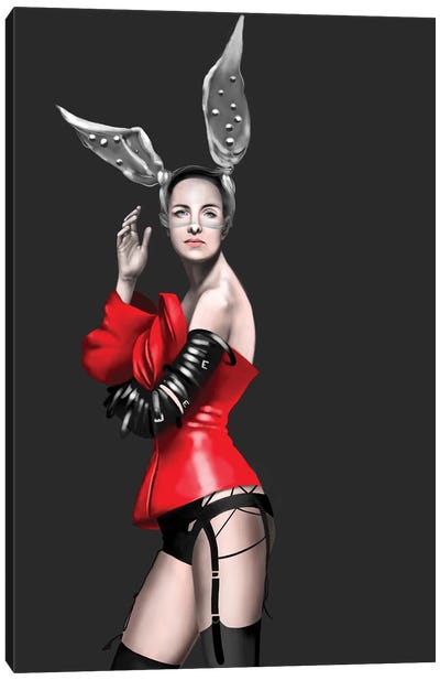 Red Rabbit Canvas Art Print - Lowbrow Femme Fatales