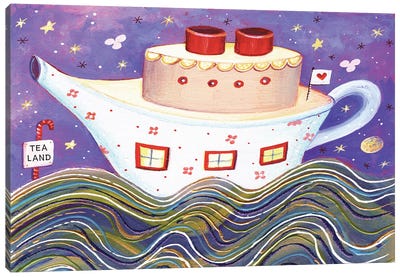 Teapot Boat Canvas Art Print - Tea Art