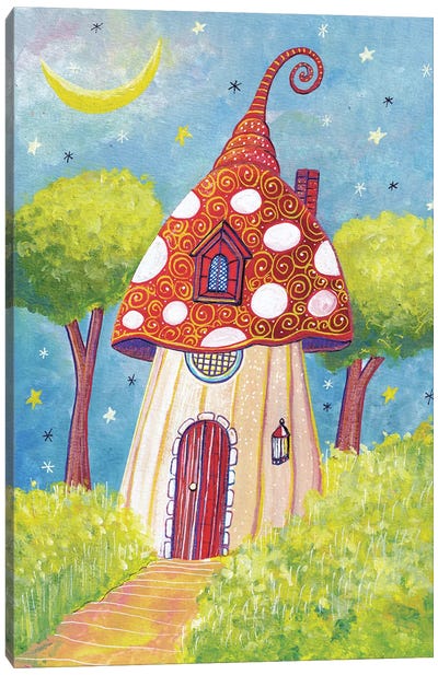 Mushroom House Canvas Art Print - Mushroom Art