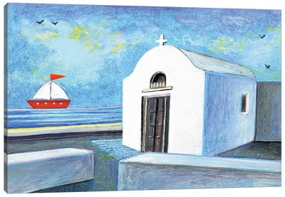 Greek Church Canvas Art Print - Churches & Places of Worship