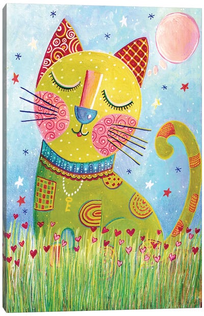 Dreamer Cat Canvas Art Print - Irene Goulandris