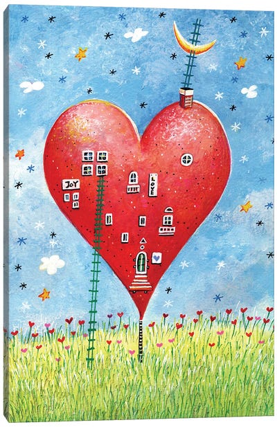 Heart House Canvas Art Print - Crescent Moon Art