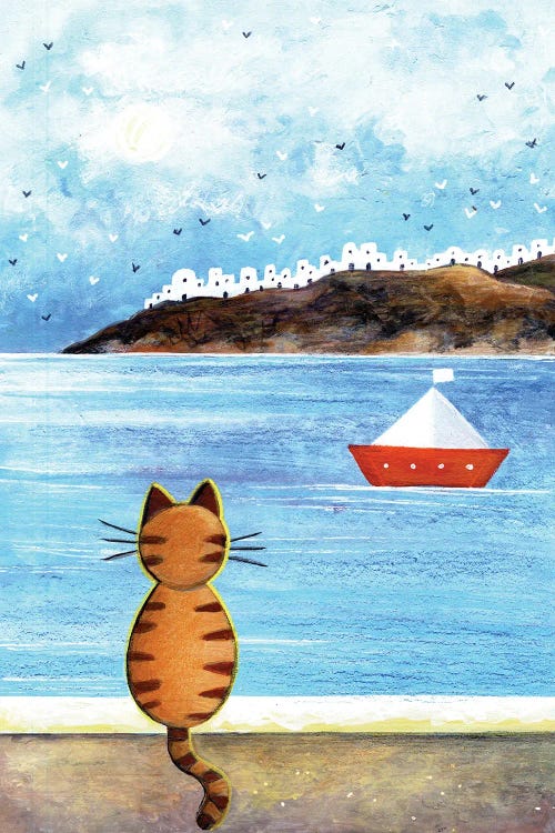 Cat Gazing The Sea