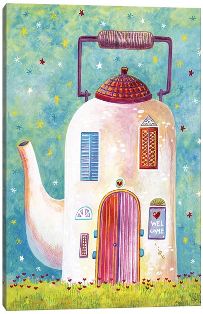 Teapot House Canvas Art Print - Tea Art
