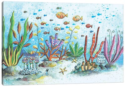Happy Seabed Canvas Art Print - Starfish Art