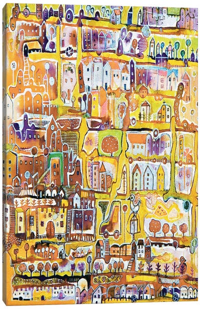 Yellow City Canvas Art Print - Irene Goulandris