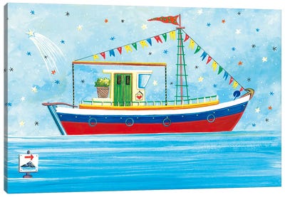 Wooden Boat Canvas Art Print - Gull & Seagull Art