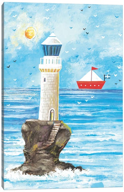 Lighthouse Canvas Art Print - Gull & Seagull Art