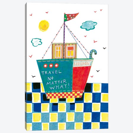 Happy Boat Canvas Print #IGL78} by Irene Goulandris Canvas Art